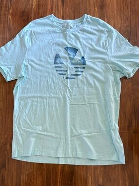 American Eagle Outfitters Mint Green Short Sleeve Tee with Faded Navy Logo